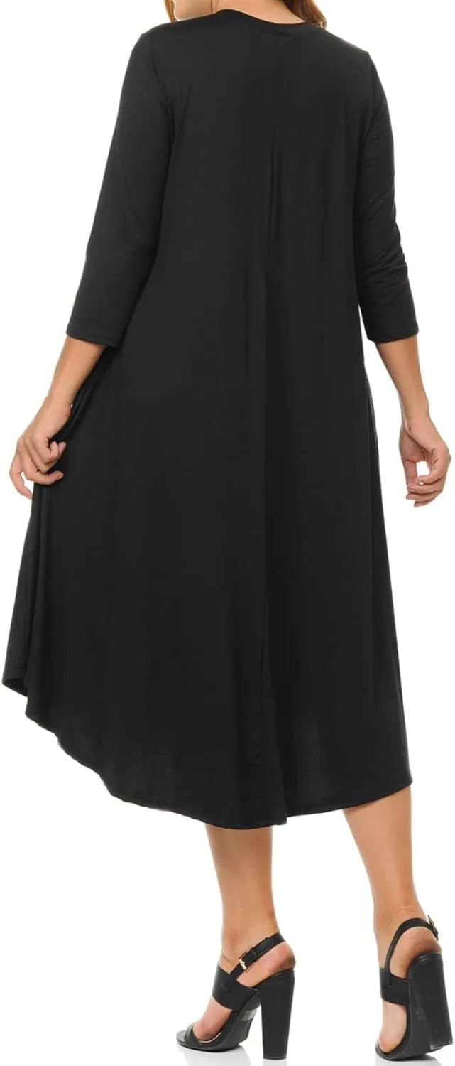 Pastel by Vivienne Women's Plus Size Swing Dress  3/4 Sleeve Elegant Flowy A-Line Midi  Soft & Comfortable