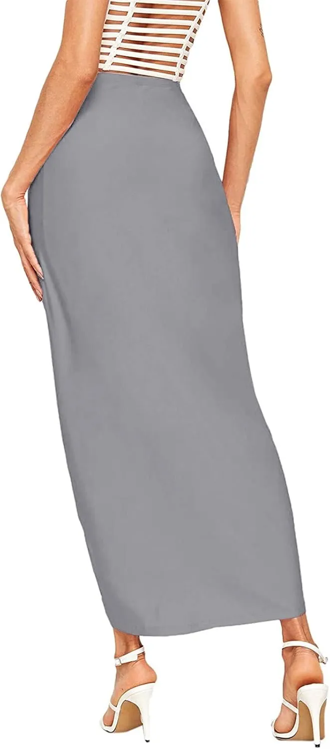 Pencil Skirt for Women Tummy Control Summer Flowy High Elastic Waist Slim Fit Stretchy Midi Skirts for Going Out