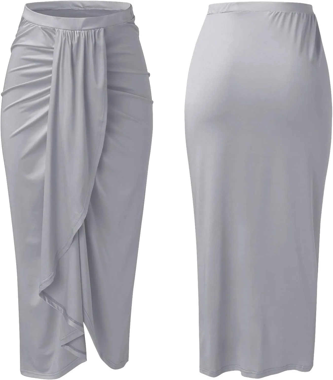 Pencil Skirt for Women Tummy Control Summer Flowy High Elastic Waist Slim Fit Stretchy Midi Skirts for Going Out