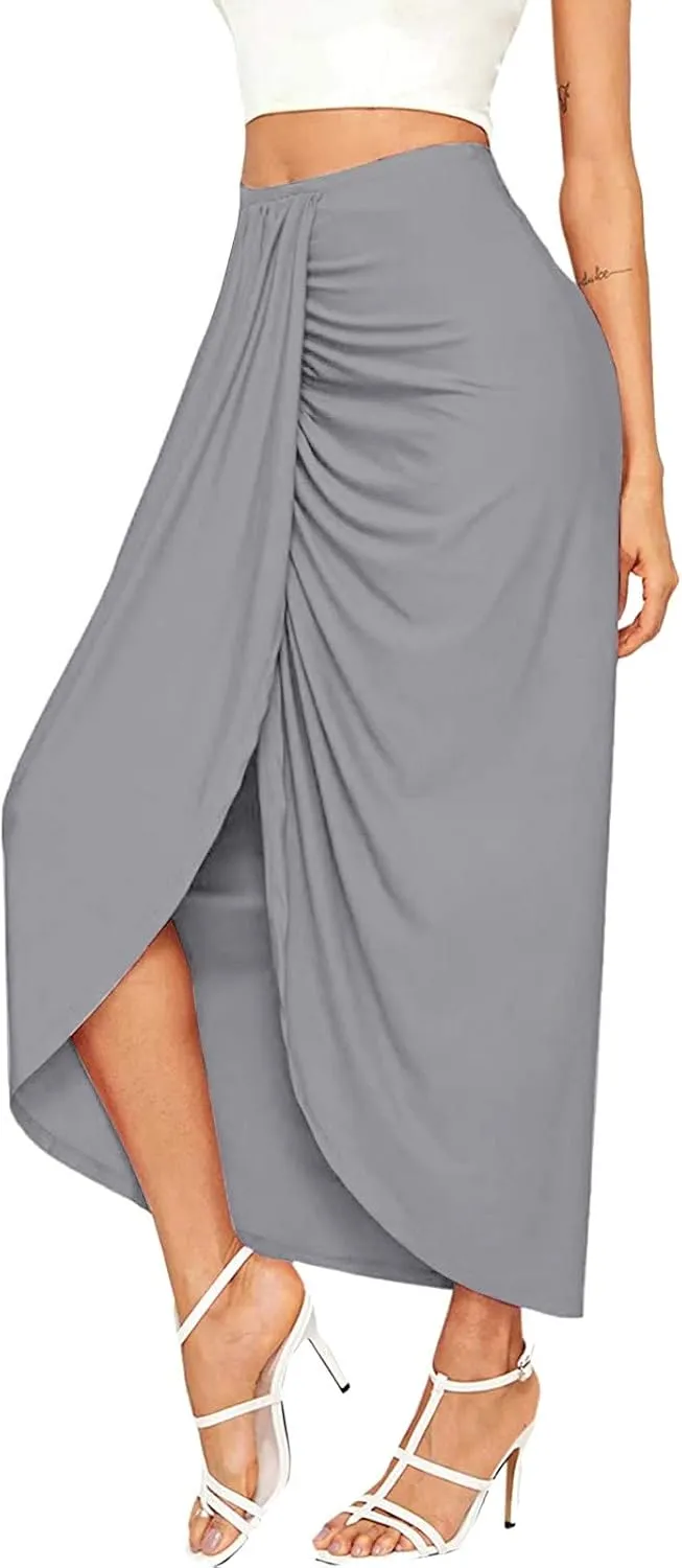 Pencil Skirt for Women Tummy Control Summer Flowy High Elastic Waist Slim Fit Stretchy Midi Skirts for Going Out