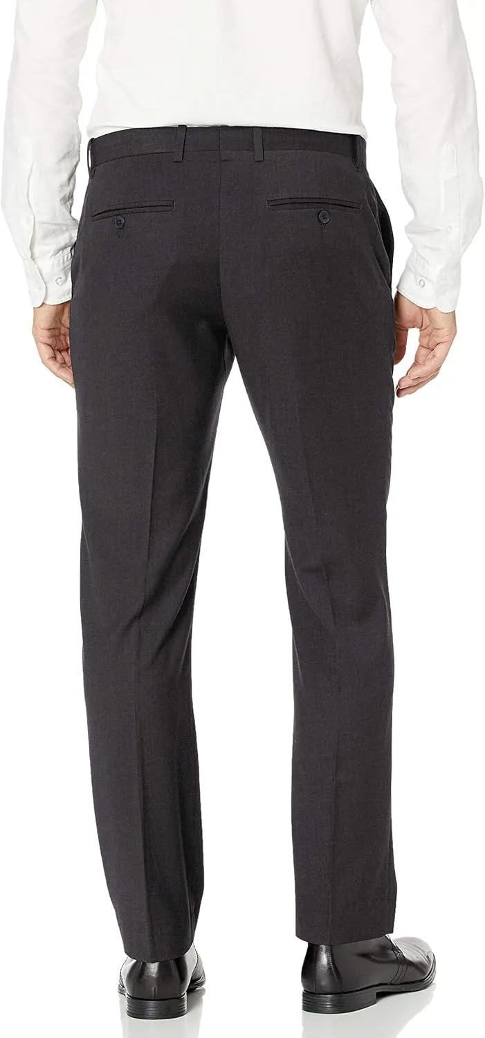 Perry Ellis Men's Suit Pants with Solid Stretch Fabric, Flexible Waistband, Straight Fit, Versatile Textured Slacks