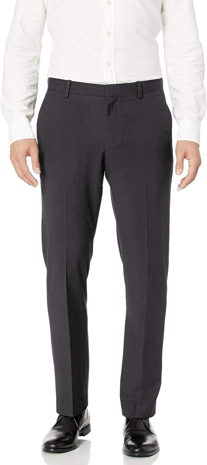 Perry Ellis Men's Suit Pants with Solid Stretch Fabric, Flexible Waistband, Straight Fit, Versatile Textured Slacks