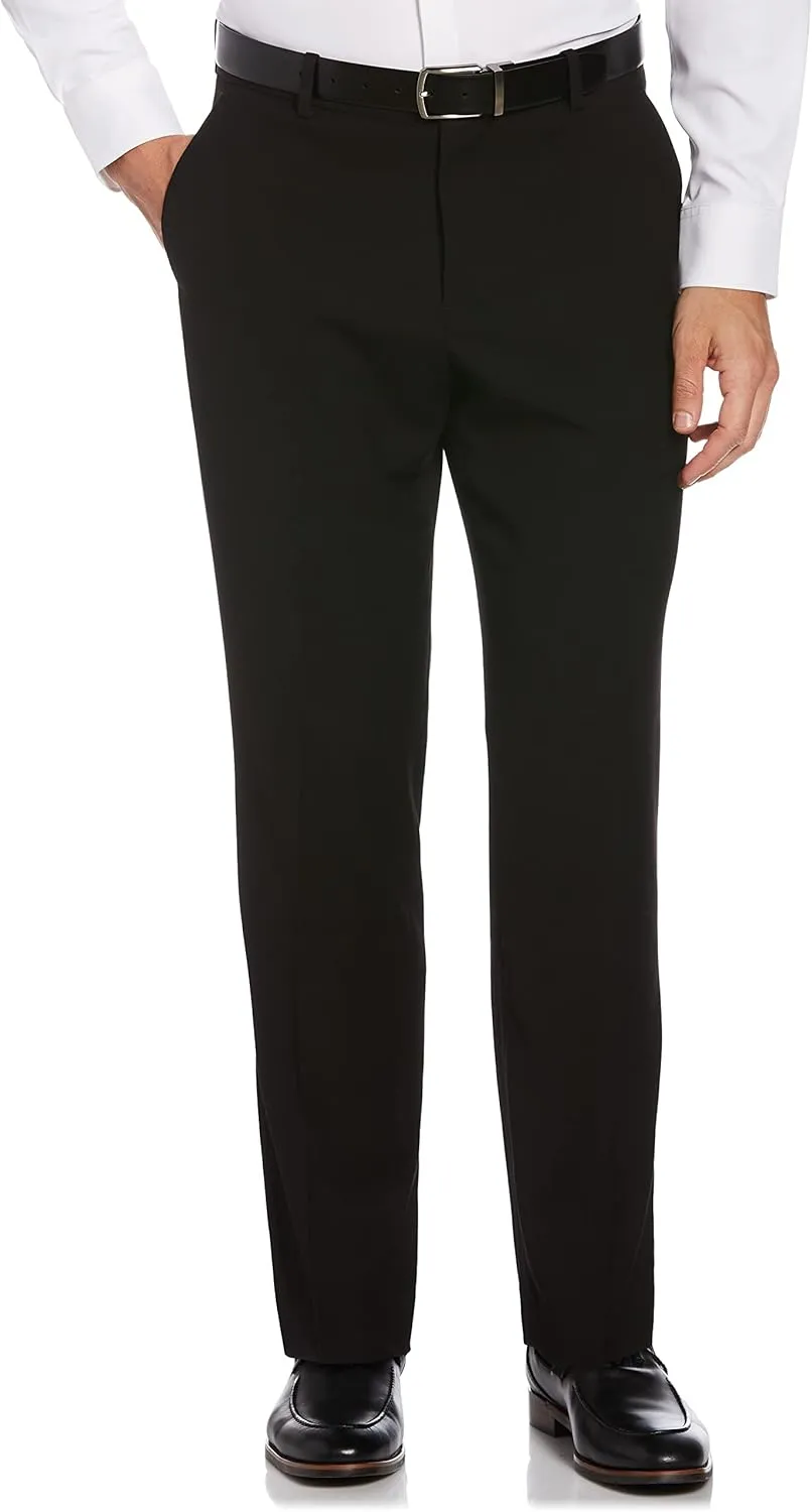 Perry Ellis Men's Suit Pants with Solid Stretch Fabric, Flexible Waistband, Straight Fit, Versatile Textured Slacks