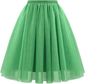Pleated Black Skirts for Women Knee Length High Elastic Elegant Long Skirts Wedding Party Layered Mesh Midi Skirts
