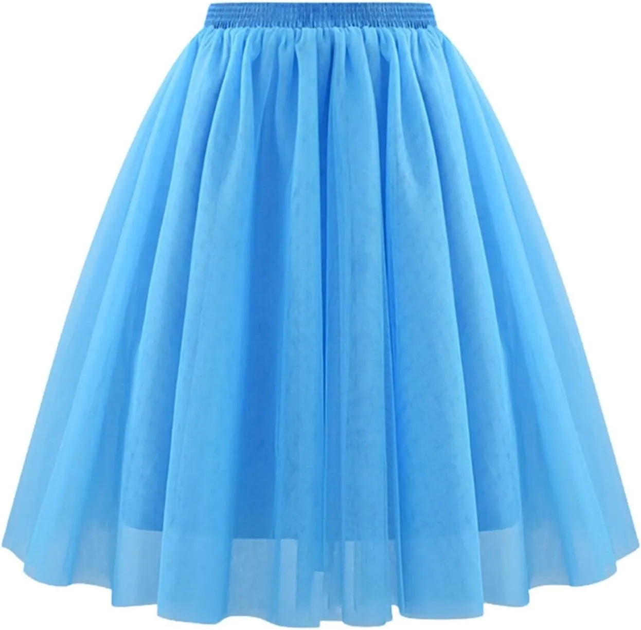 Pleated Black Skirts for Women Knee Length High Elastic Elegant Long Skirts Wedding Party Layered Mesh Midi Skirts