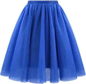 Pleated Black Skirts for Women Knee Length High Elastic Elegant Long Skirts Wedding Party Layered Mesh Midi Skirts