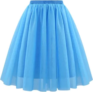 Pleated Black Skirts for Women Knee Length High Elastic Elegant Long Skirts Wedding Party Layered Mesh Midi Skirts