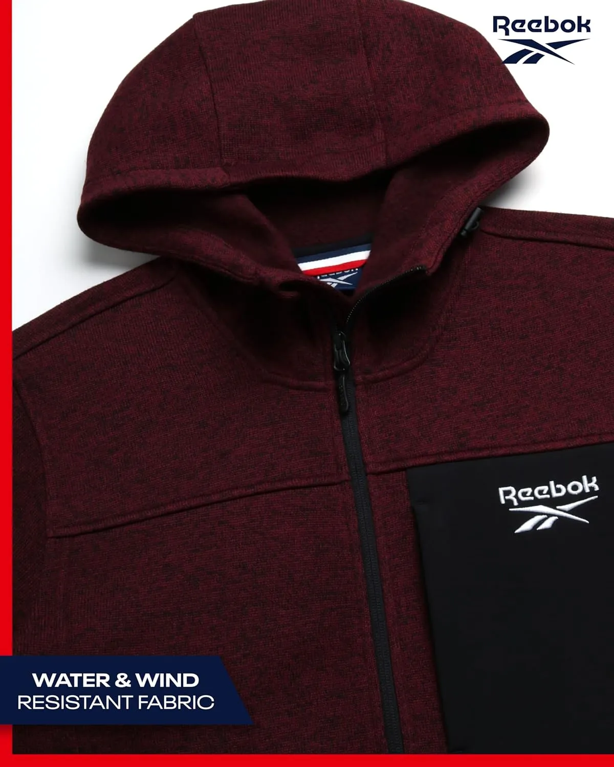 Reebok Men's Sweater Jacket - Fleece Lined Weather Resistant Insulated Outerwear - Cozy Sweater Jackets for Men (Sizes:M-XXL)