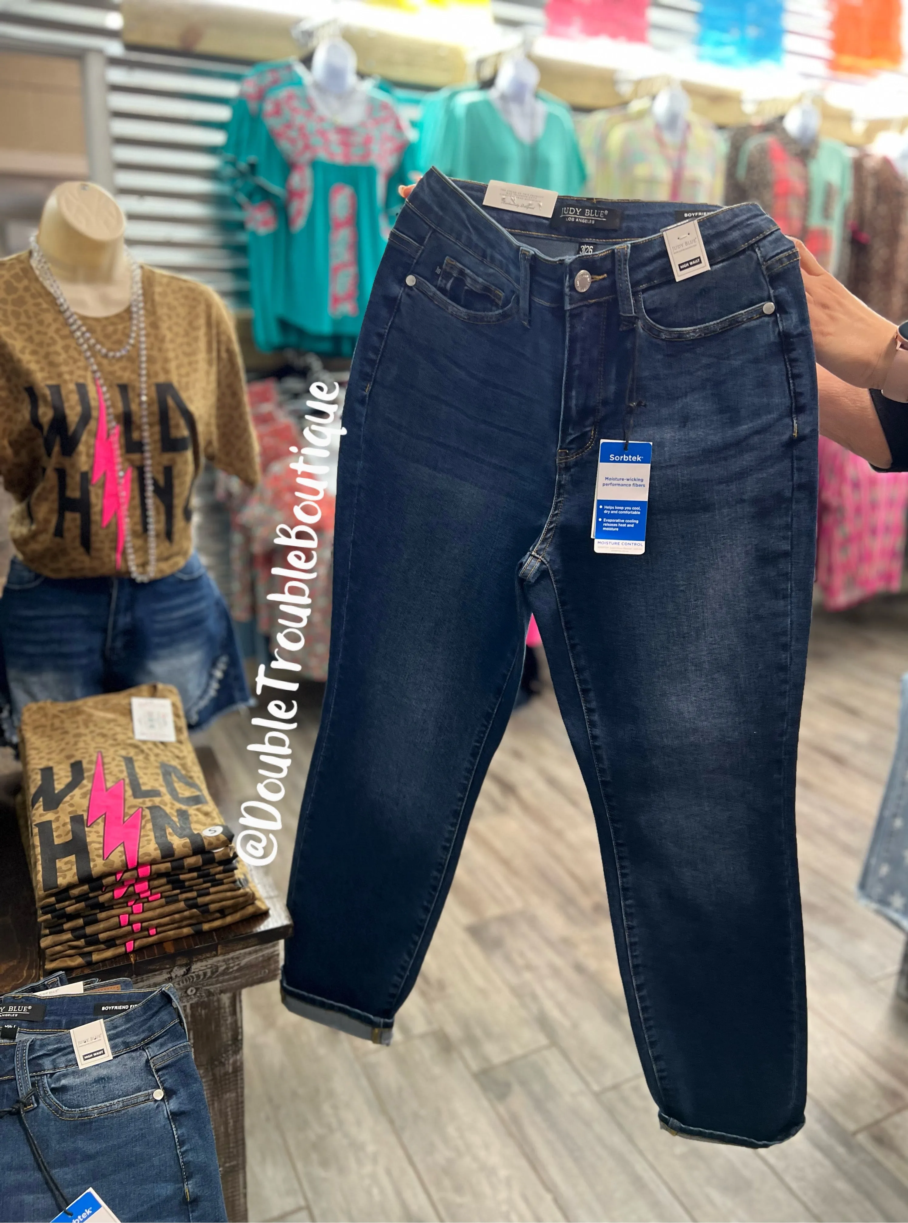 RENEE JUDY BLUE BOYFRIEND JEANS- DK WASH