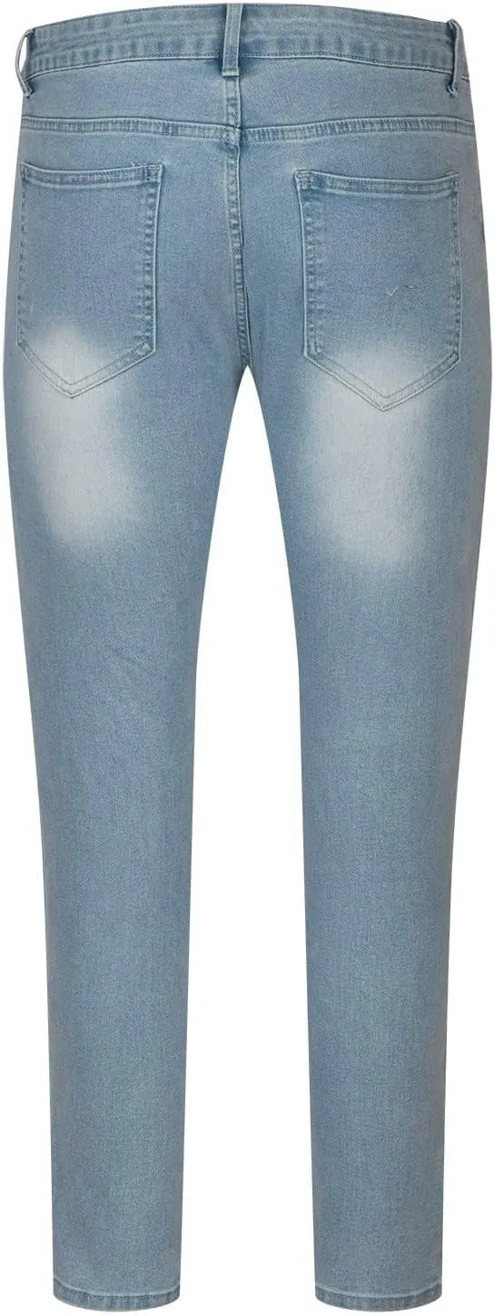 Ripped Skinny Jeans for Men Slim fit Stretch Jeans High Waist Elastic Feet Trousers Casual Denim Pants for Men