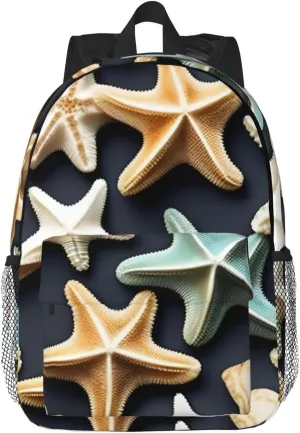 Seashell Starfish Print Versatile Backpack Laptop Backpacks Travel Outdoor Adventures Working Use Adults
