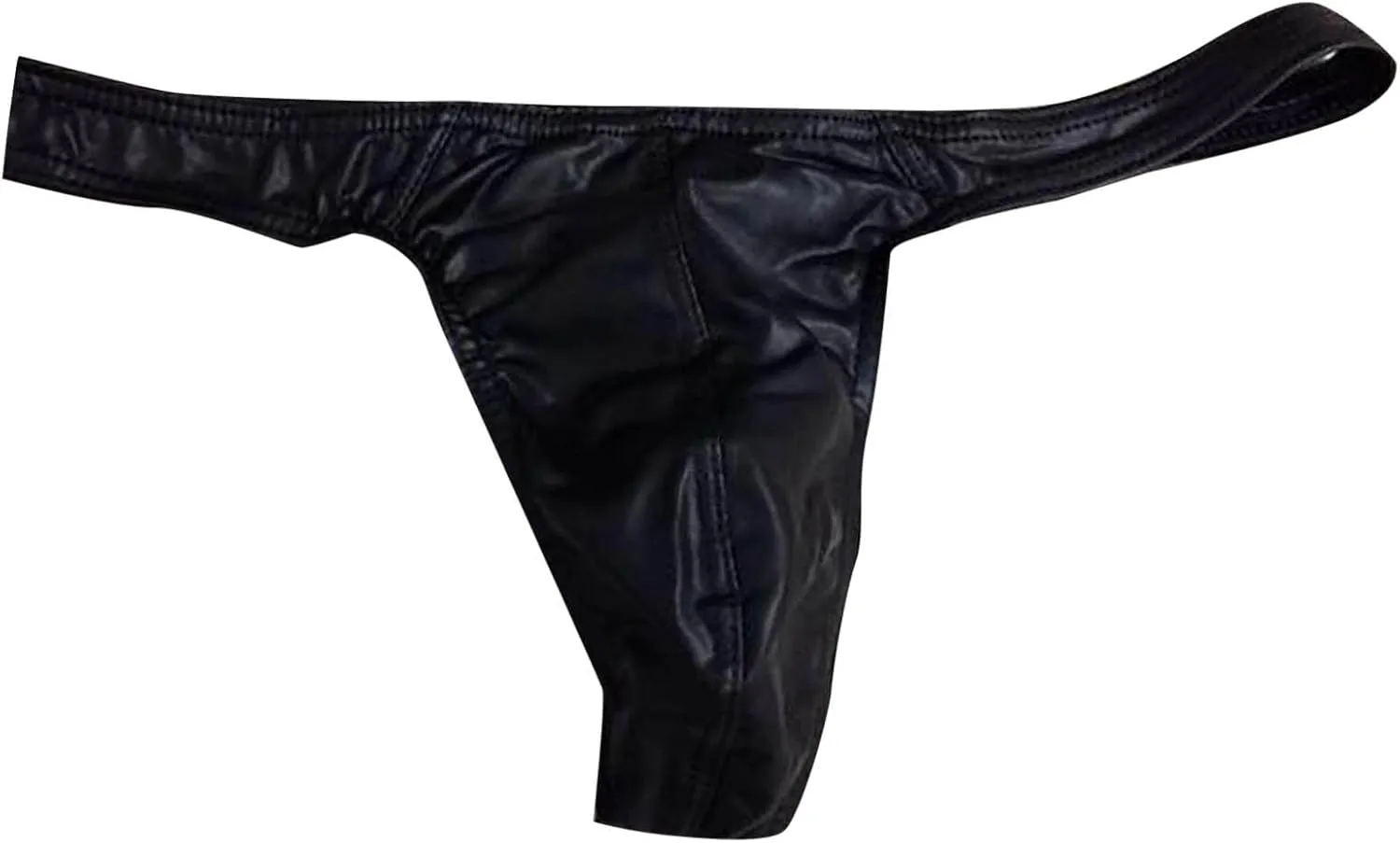 Sexy Underwear for Men PU Leather Low Waist Big Package Underpants G-String See Through Comfortable Erotic Lingerie