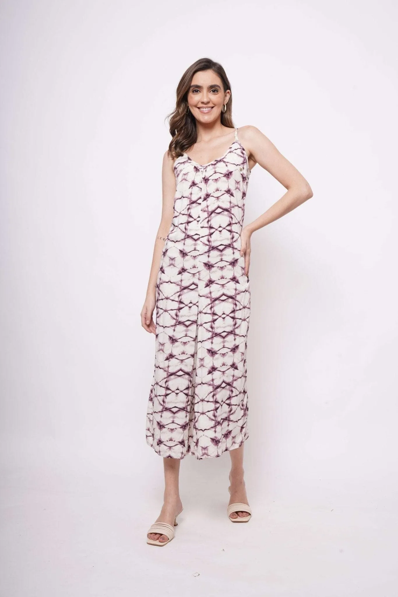 Sleeveless Tie Dye Print Jumpsuit