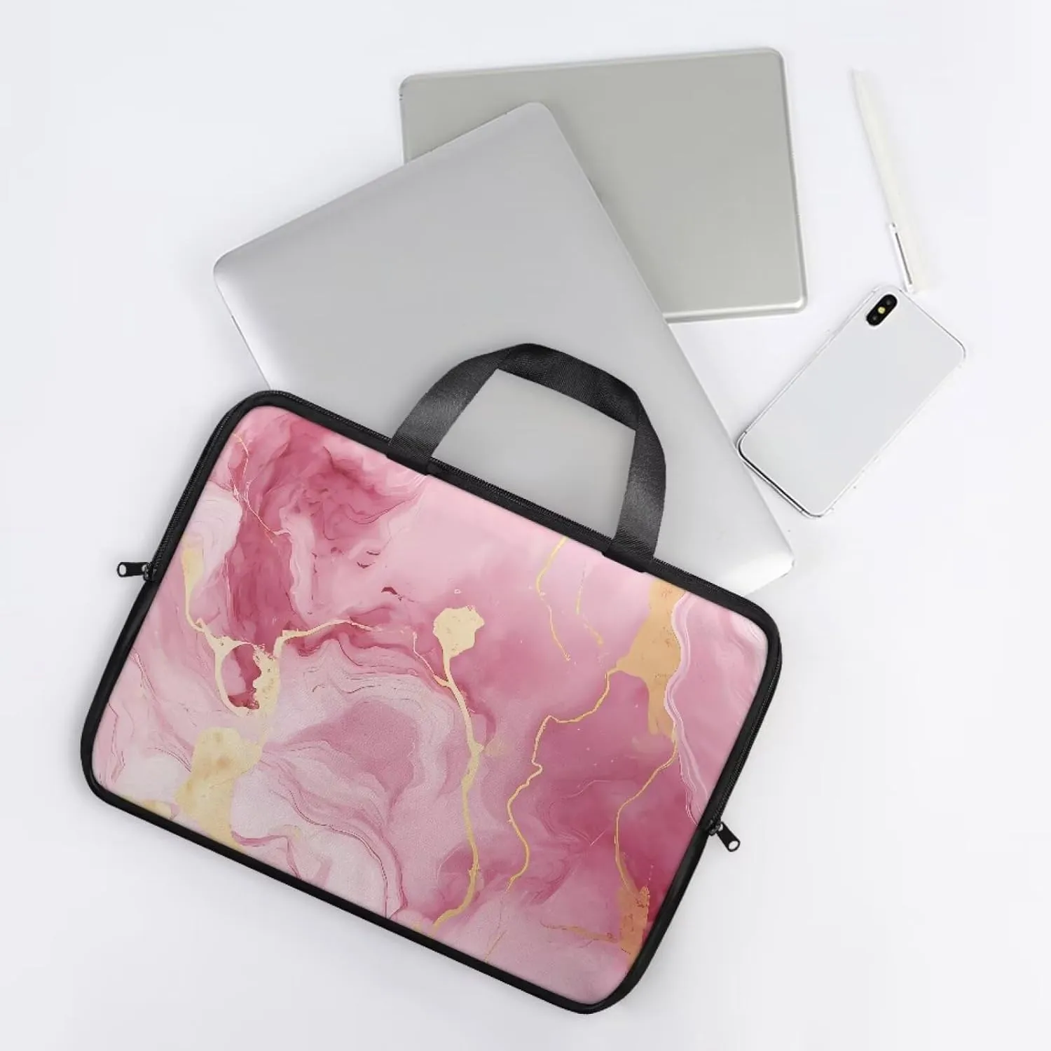 Slim Laptop Carrying Case PU Leather Tablet Computer Protective Bag Versatile for Office & College
