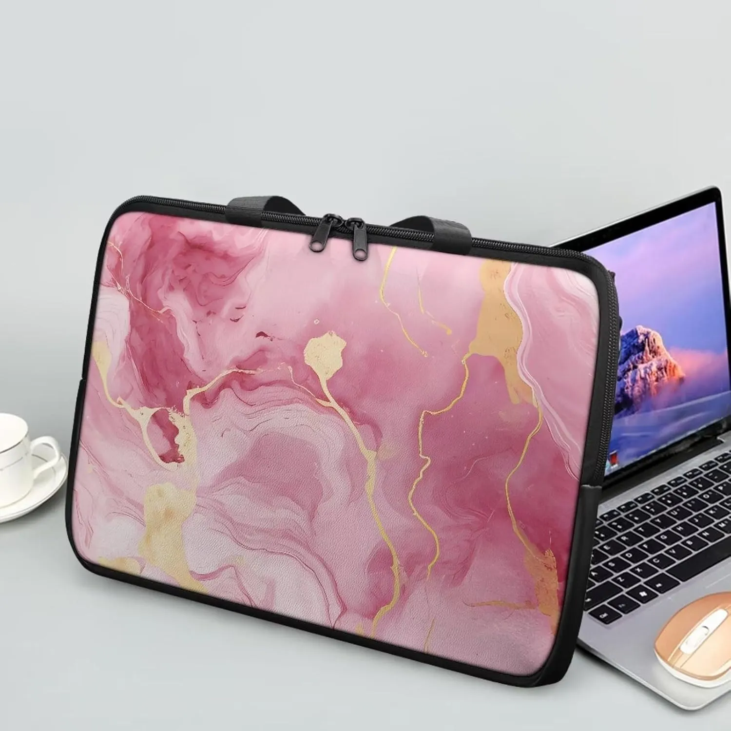 Slim Laptop Carrying Case PU Leather Tablet Computer Protective Bag Versatile for Office & College