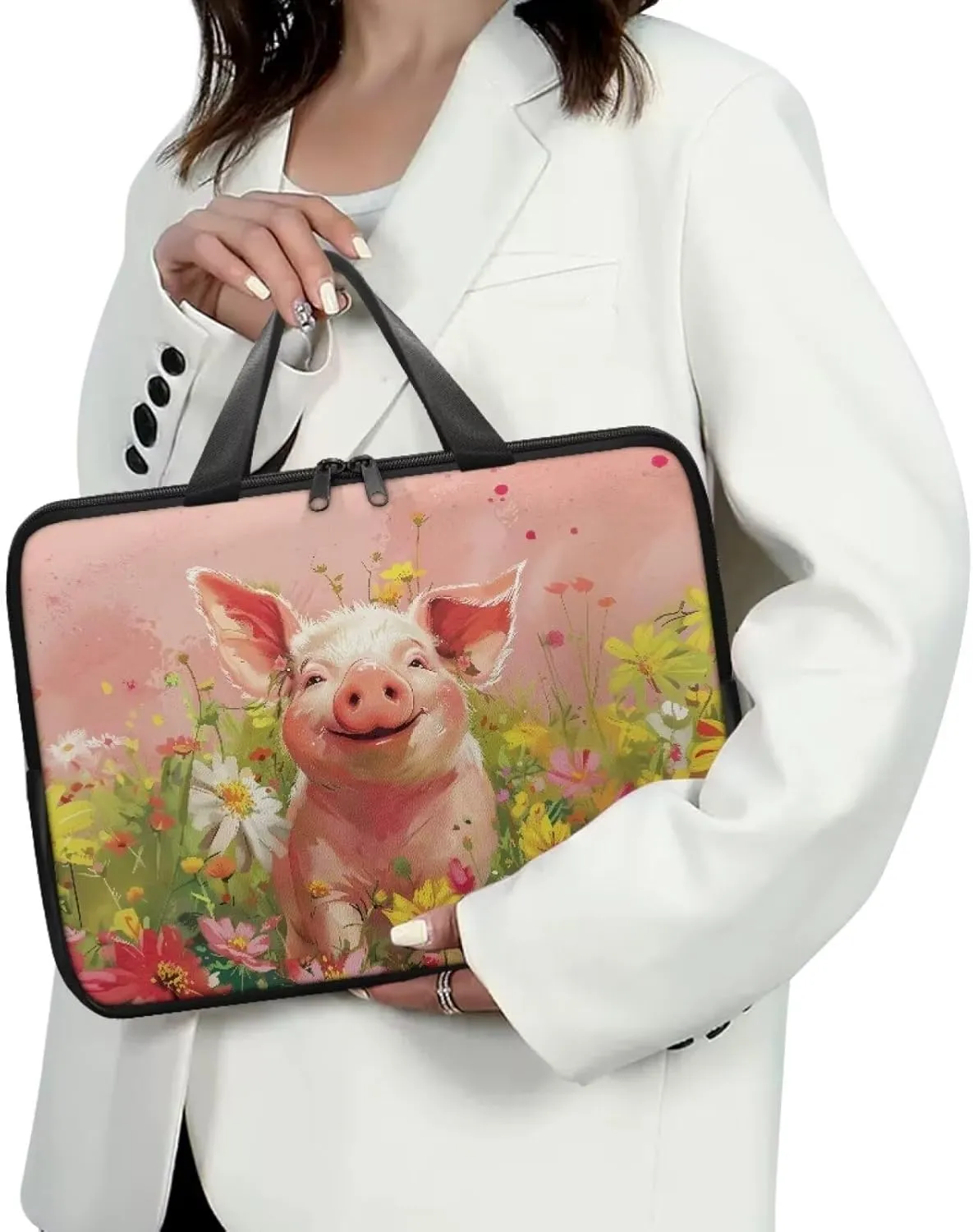 Slim Laptop Carrying Case PU Leather Tablet Computer Protective Bag Versatile for Office & College