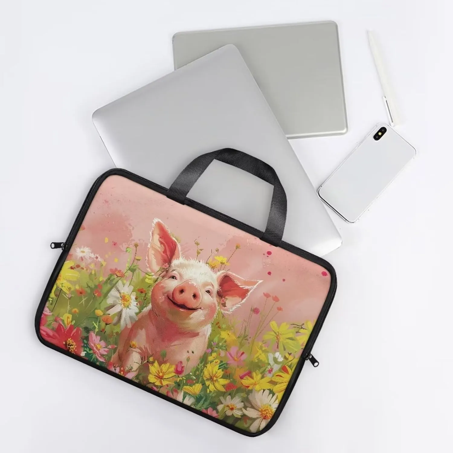 Slim Laptop Carrying Case PU Leather Tablet Computer Protective Bag Versatile for Office & College