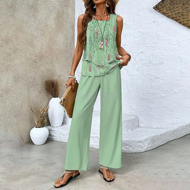 Sorella  Printed Sleeveless Two-Piece Set