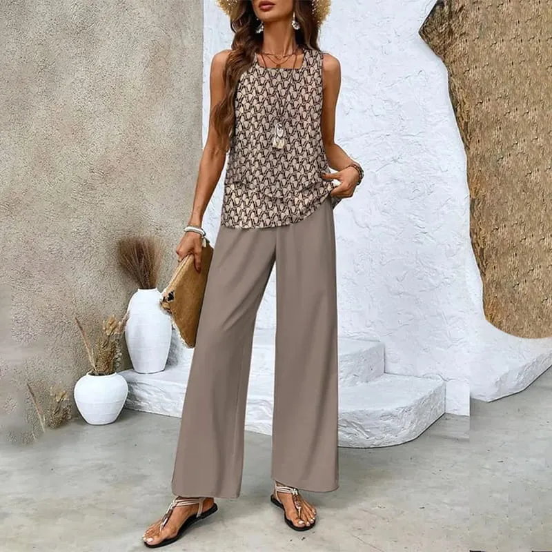 Sorella  Printed Sleeveless Two-Piece Set