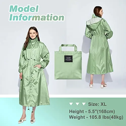 Stylish Long Rain Poncho Unisex Raincoat with Waterproof Flap Pocket