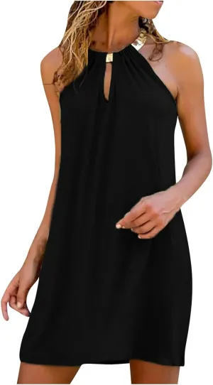 Summer Dresses for Women Trendy 2024 Sleeveless Casual Sundresses Beach Coverup Midi Dress Cute Vacation Dress