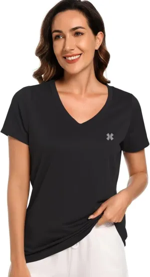 Summer T Shirts for Women Athletic Running T-Shirt Top Quick Dry UV Protection Gym Breathable Short Sleeve Sport Hiking Tops