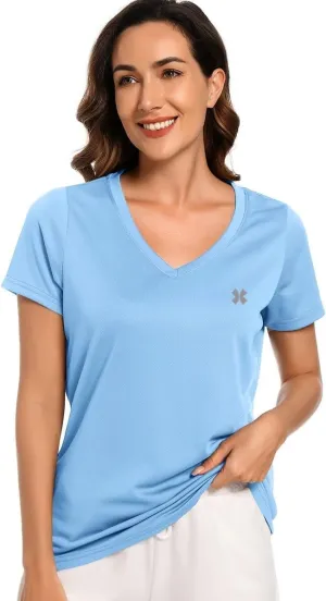 Summer T Shirts for Women Athletic Running T-Shirt Top Quick Dry UV Protection Gym Breathable Short Sleeve Sport Hiking Tops