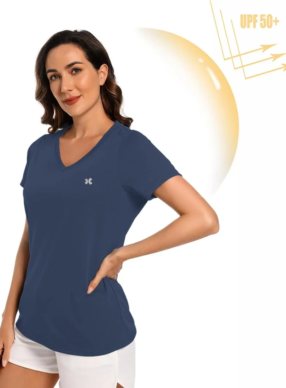 Summer T Shirts for Women Athletic Running T-Shirt Top Quick Dry UV Protection Gym Breathable Short Sleeve Sport Hiking Tops
