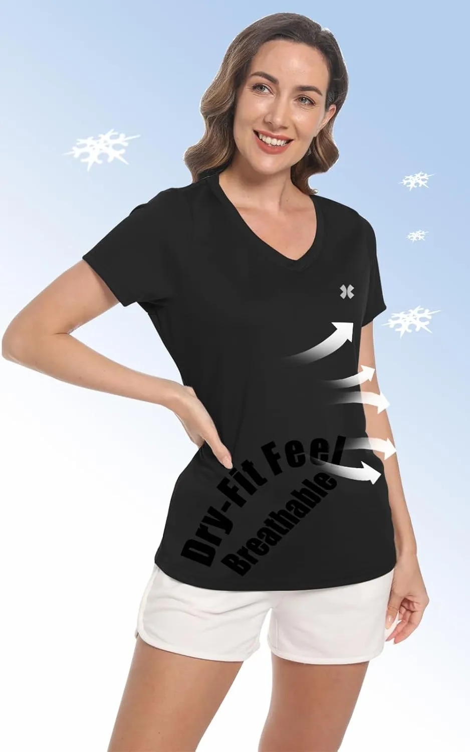 Summer T Shirts for Women Athletic Running T-Shirt Top Quick Dry UV Protection Gym Breathable Short Sleeve Sport Hiking Tops