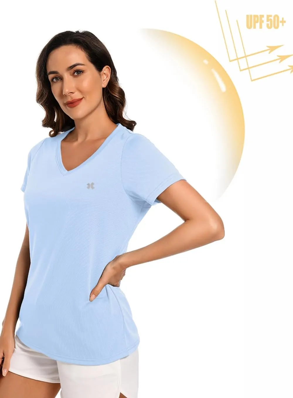 Summer T Shirts for Women Athletic Running T-Shirt Top Quick Dry UV Protection Gym Breathable Short Sleeve Sport Hiking Tops
