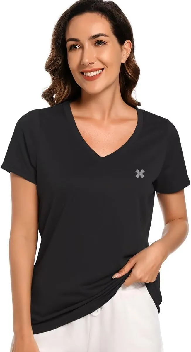 Summer T Shirts for Women Athletic Running T-Shirt Top Quick Dry UV Protection Gym Breathable Short Sleeve Sport Hiking Tops