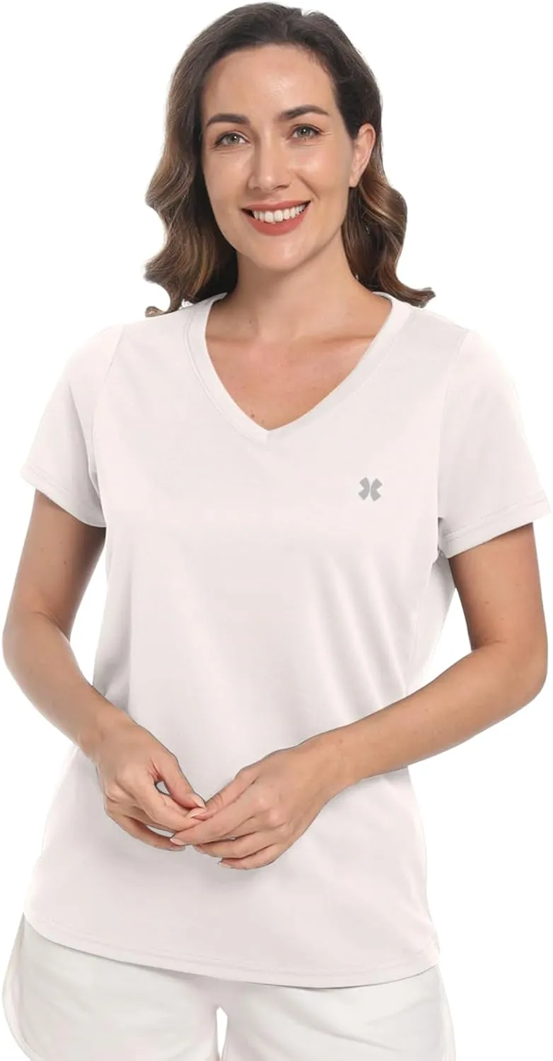 Summer T Shirts for Women Athletic Running T-Shirt Top Quick Dry UV Protection Gym Breathable Short Sleeve Sport Hiking Tops