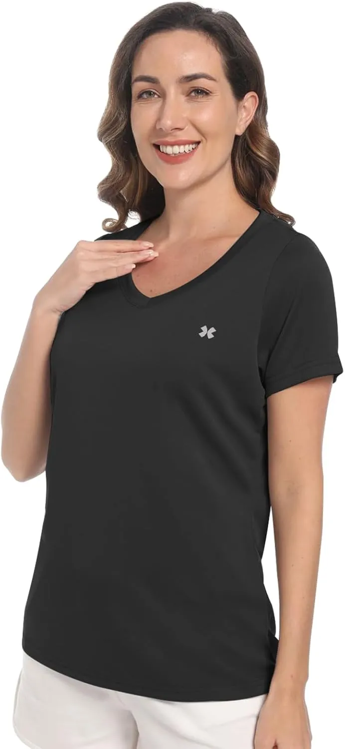 Summer T Shirts for Women Athletic Running T-Shirt Top Quick Dry UV Protection Gym Breathable Short Sleeve Sport Hiking Tops