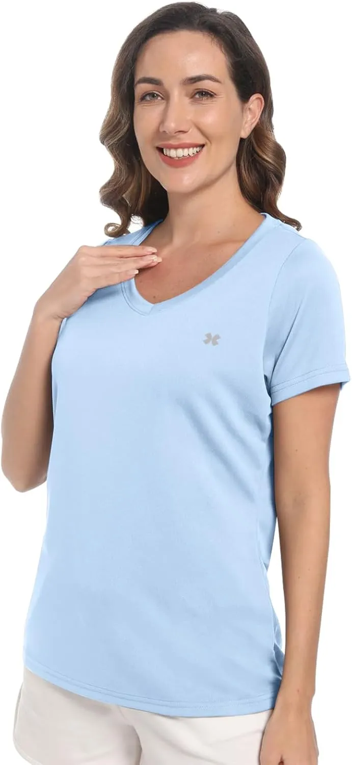 Summer T Shirts for Women Athletic Running T-Shirt Top Quick Dry UV Protection Gym Breathable Short Sleeve Sport Hiking Tops