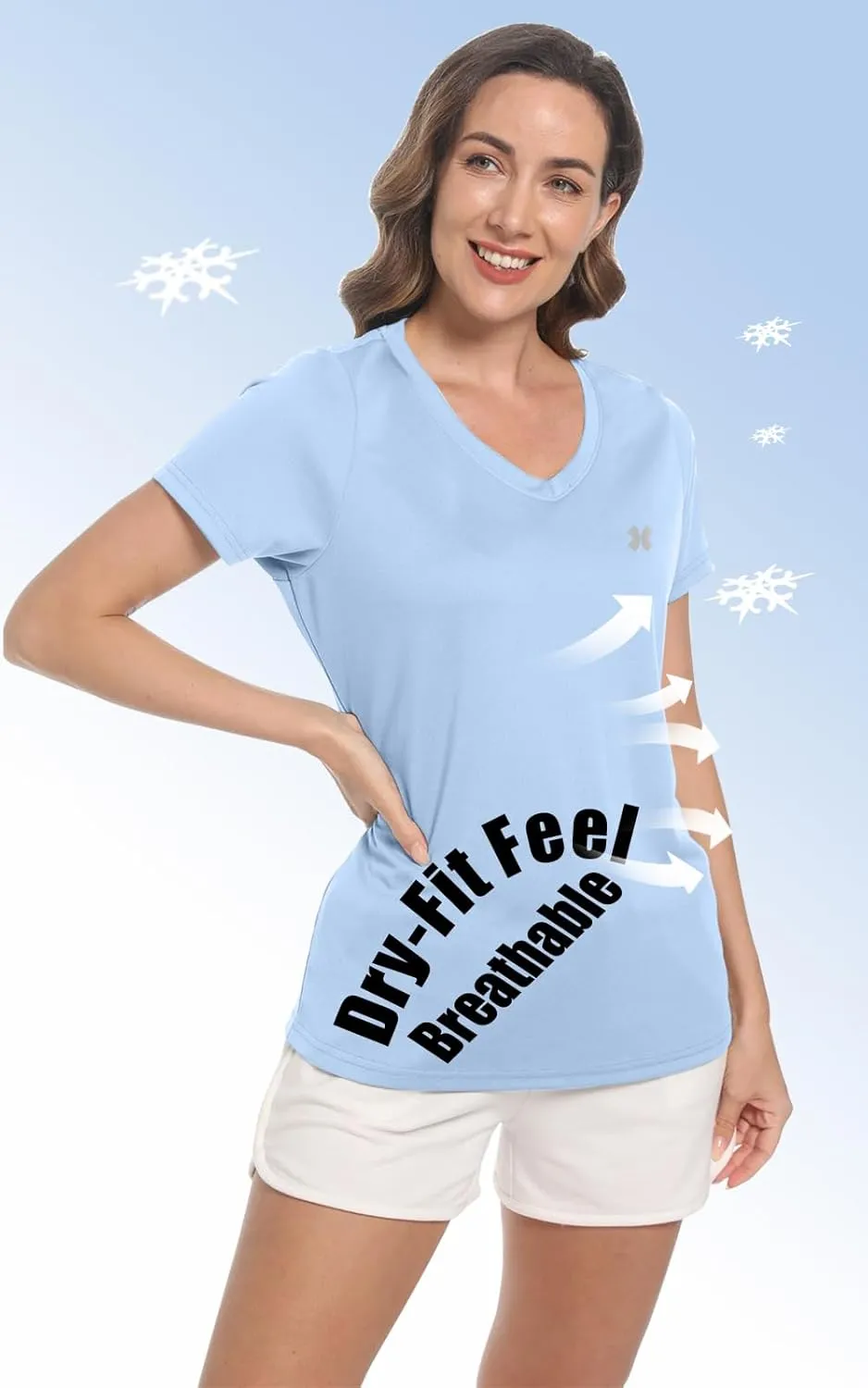 Summer T Shirts for Women Athletic Running T-Shirt Top Quick Dry UV Protection Gym Breathable Short Sleeve Sport Hiking Tops