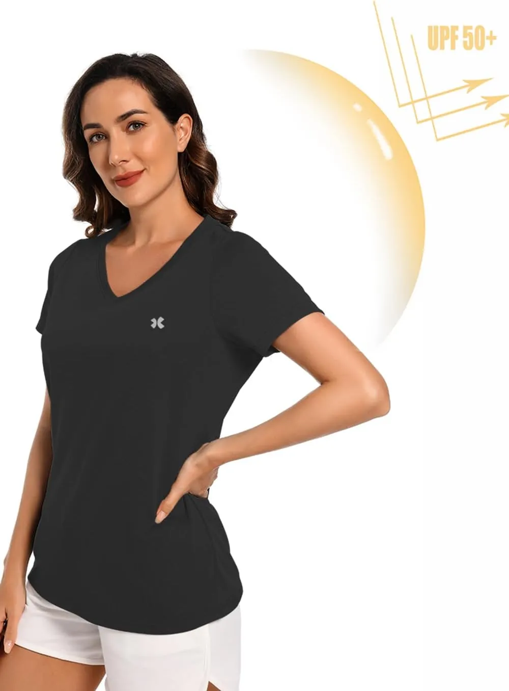 Summer T Shirts for Women Athletic Running T-Shirt Top Quick Dry UV Protection Gym Breathable Short Sleeve Sport Hiking Tops