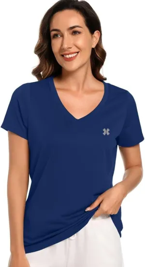 Summer T Shirts for Women Athletic Running T-Shirt Top Quick Dry UV Protection Gym Breathable Short Sleeve Sport Hiking Tops