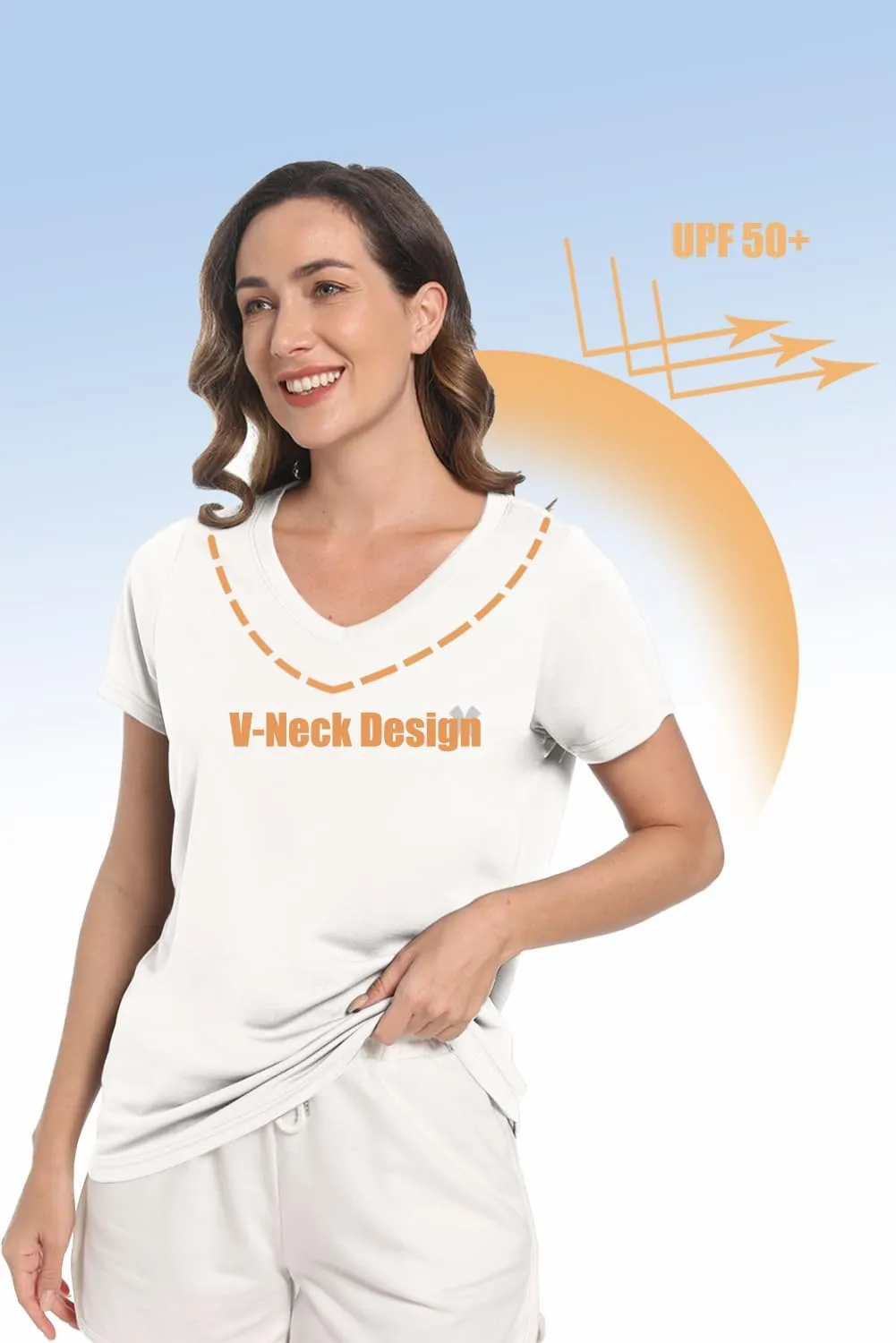 Summer T Shirts for Women Athletic Running T-Shirt Top Quick Dry UV Protection Gym Breathable Short Sleeve Sport Hiking Tops