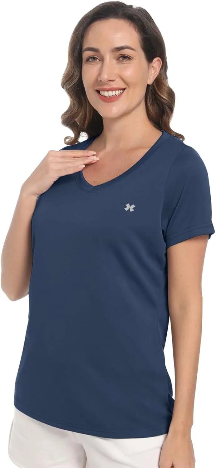 Summer T Shirts for Women Athletic Running T-Shirt Top Quick Dry UV Protection Gym Breathable Short Sleeve Sport Hiking Tops
