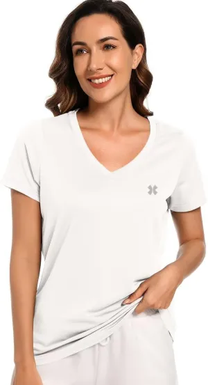 Summer T Shirts for Women Athletic Running T-Shirt Top Quick Dry UV Protection Gym Breathable Short Sleeve Sport Hiking Tops