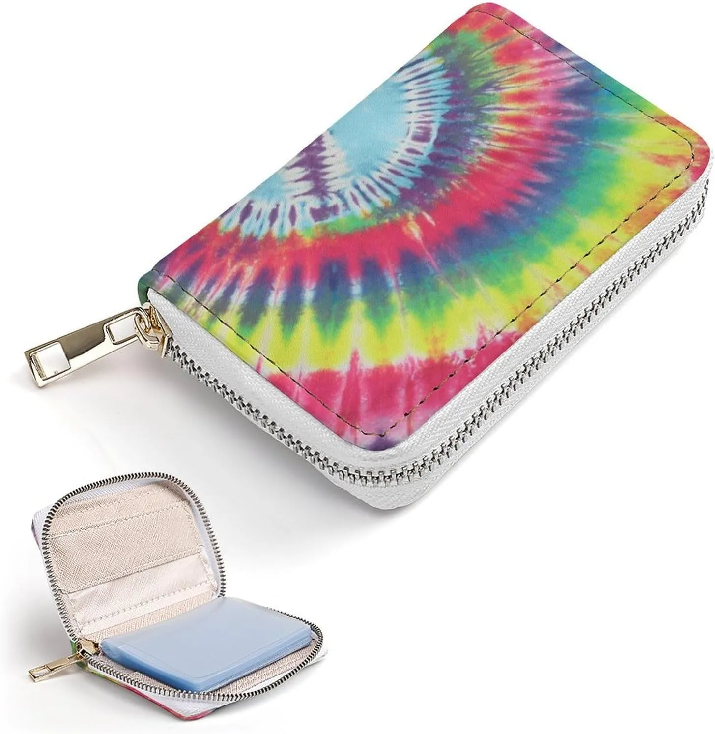 Tie Dye Peace Sign Leather Card Bag Suitable for Unisex Versatile for Daily Use