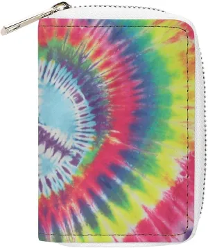 Tie Dye Peace Sign Leather Card Bag Suitable for Unisex Versatile for Daily Use