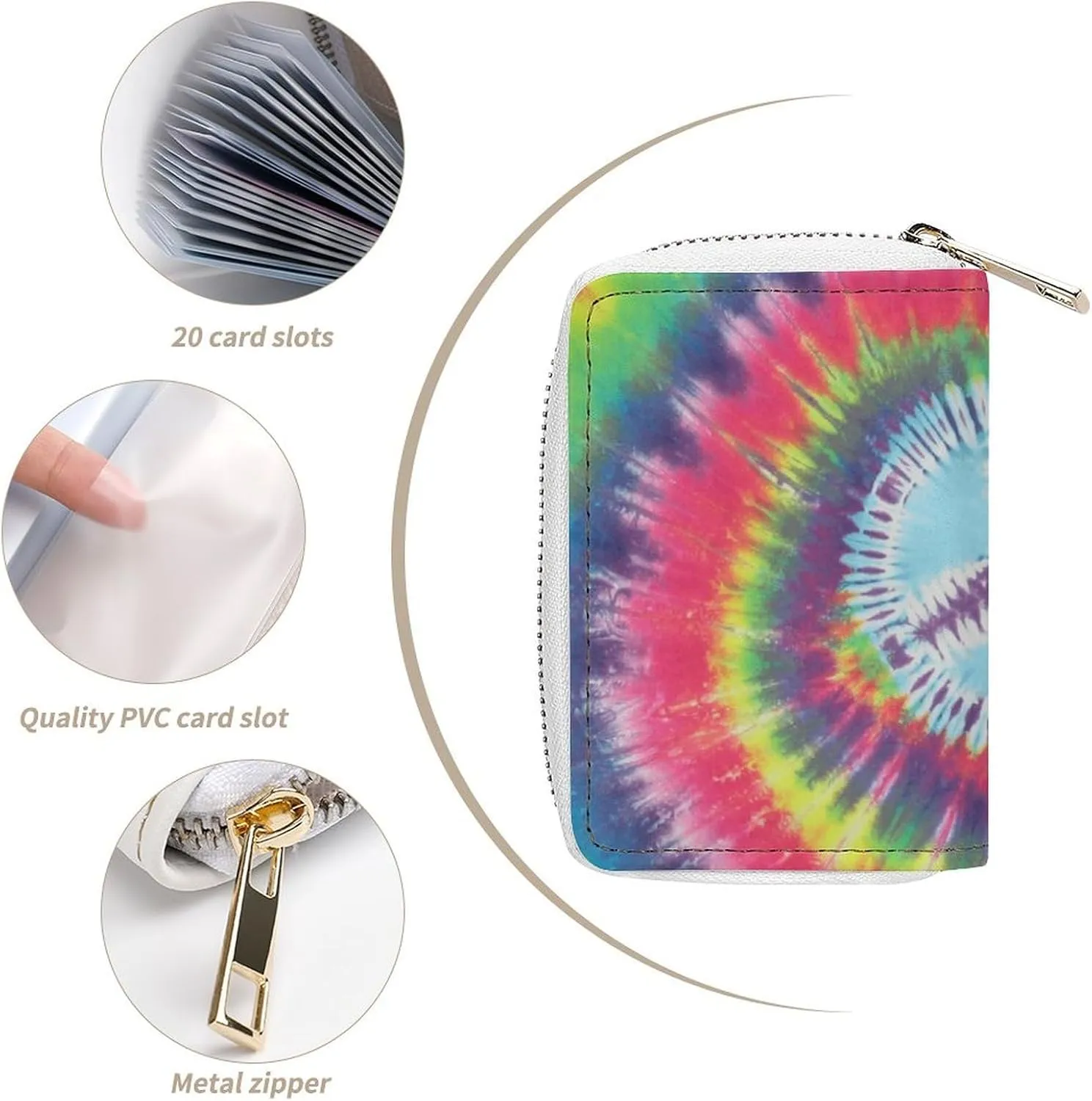 Tie Dye Peace Sign Leather Card Bag Suitable for Unisex Versatile for Daily Use