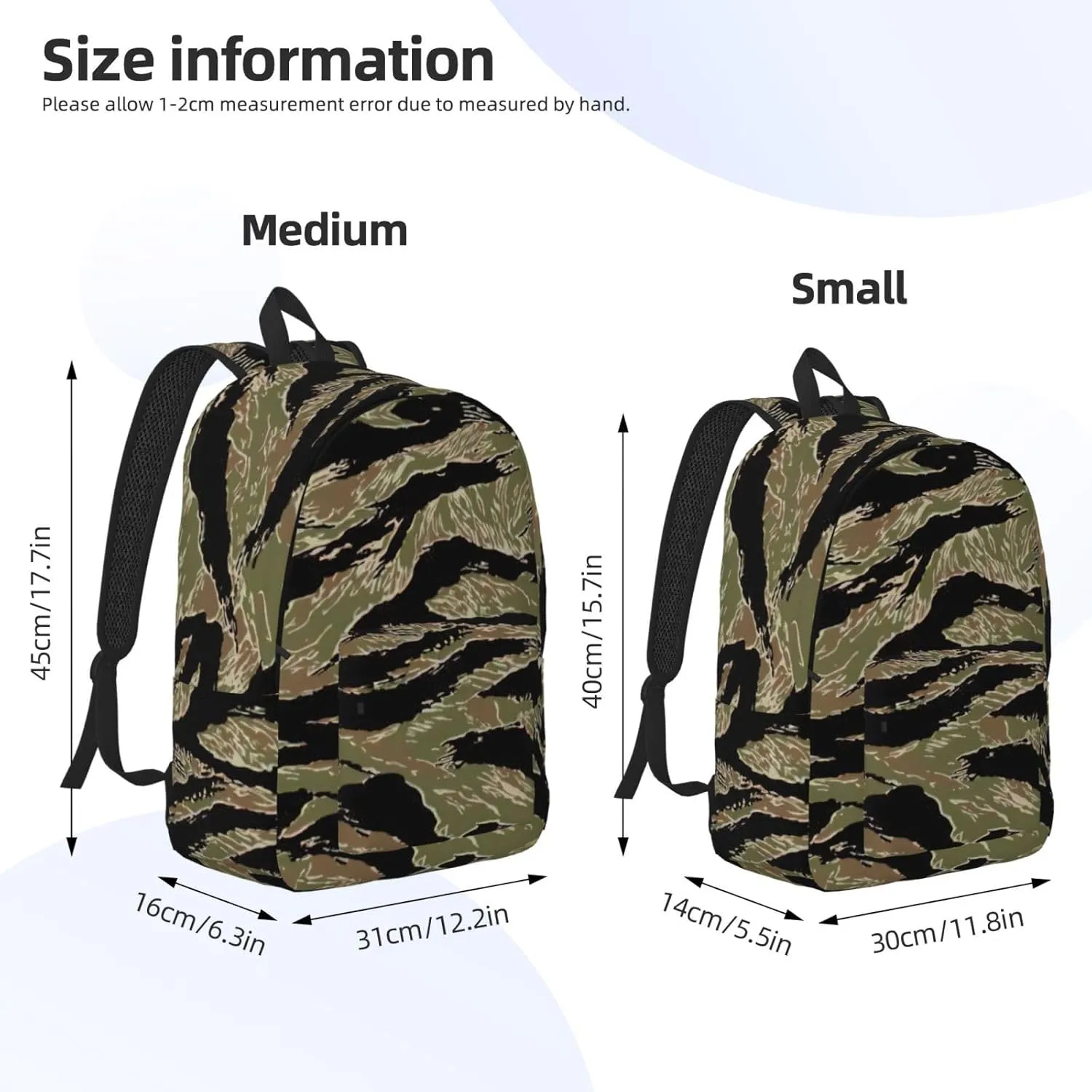 Tiger Stripe Camo Print Versatile Backpack Travel Backpack, Laptop Holder - Casual Daypack 15 In Laptops"