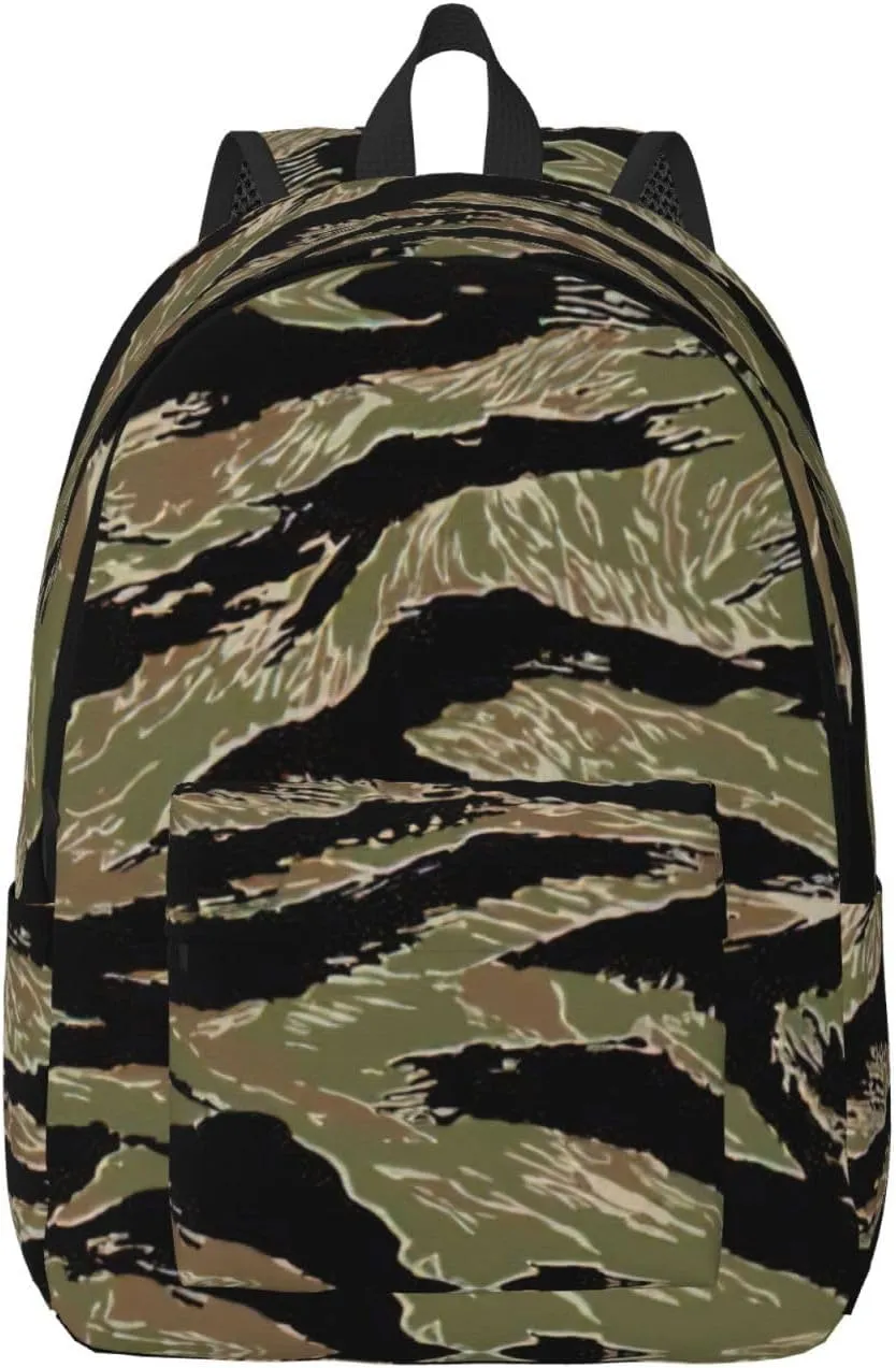 Tiger Stripe Camo Print Versatile Backpack Travel Backpack, Laptop Holder - Casual Daypack 15 In Laptops"