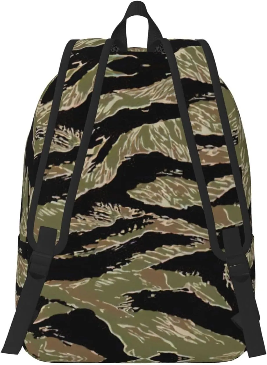 Tiger Stripe Camo Print Versatile Backpack Travel Backpack, Laptop Holder - Casual Daypack 15 In Laptops"