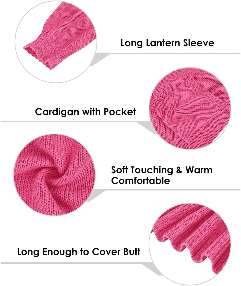 TIYOMI Women's Plus Size Knitting Cardigan Sweaters Lantern Sleeve with Pocket XL-3XL
