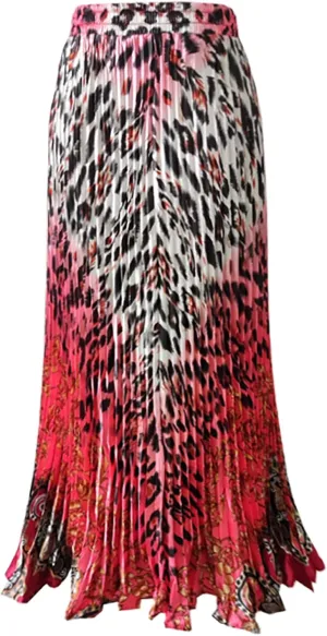 TONCHENGSD Women's Satin Metallic Pleated Accordion Long Maxi Skirt