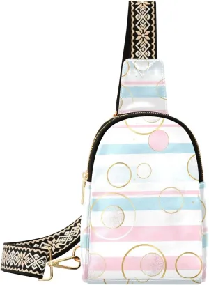 trendy Circles small sling bag leather fanny pack diaper bag for hiking