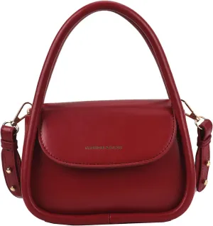 Trendy Women's Small Leather Handbag - Cute Top Handle Crossbody Satchel Bag (White)